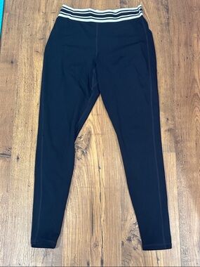 BuffBunny Collection Women’s Medium Black Leggings with White Striped Waistband